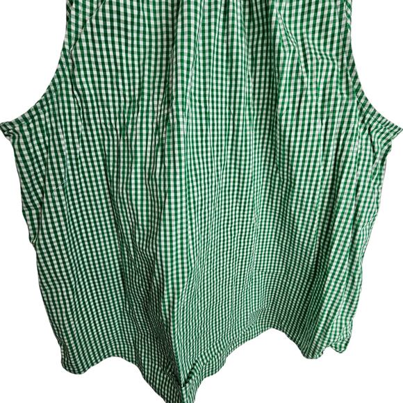 J Crew Tank Top Halter Tank Top High Neck Tank Top Gingham Top 10 Green White - Picture 3 of 8